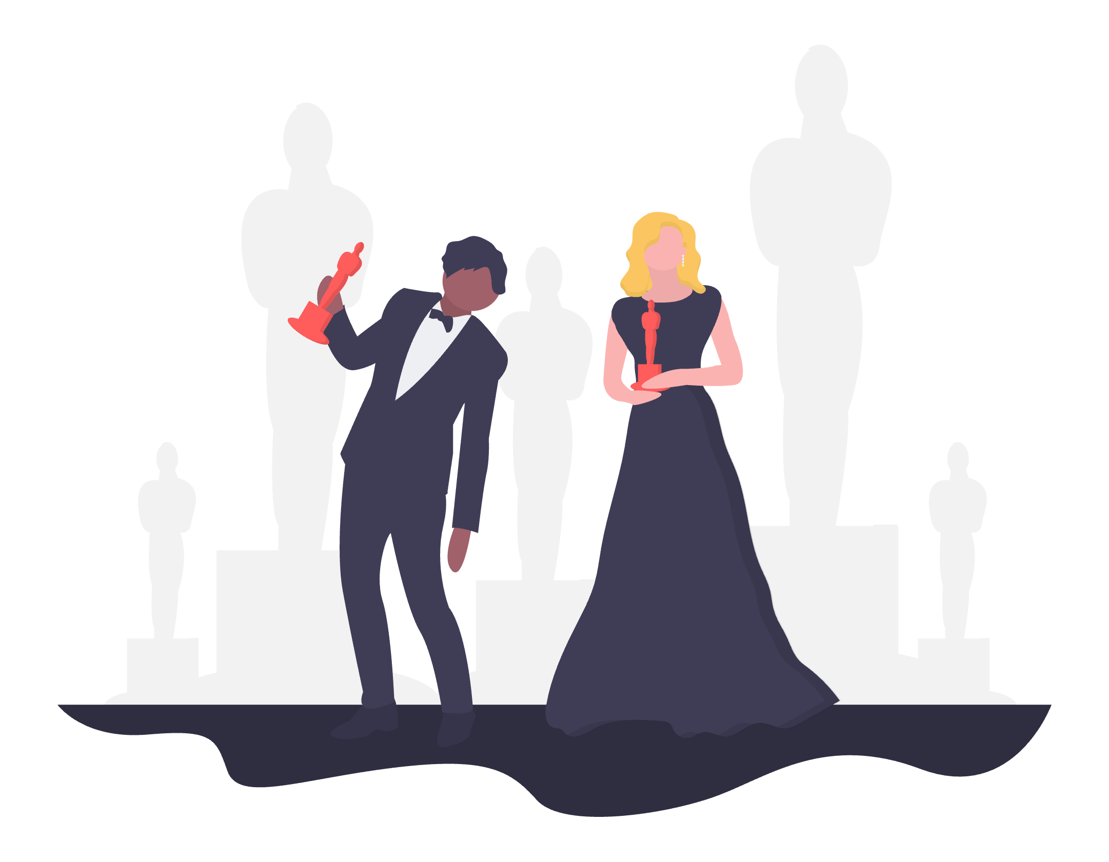 An illustration of a person holding an award