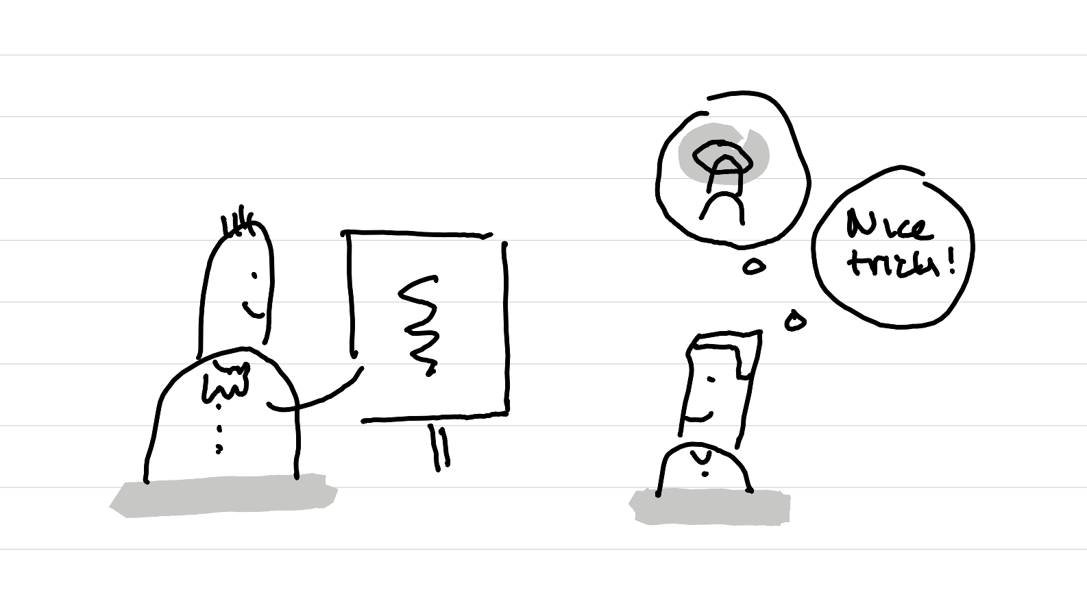 An illustration showing me watching another educator and stealing his tricks