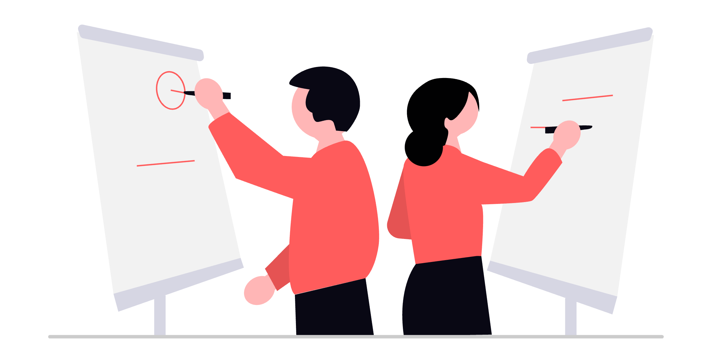 Illustration of a duo of people working side by side