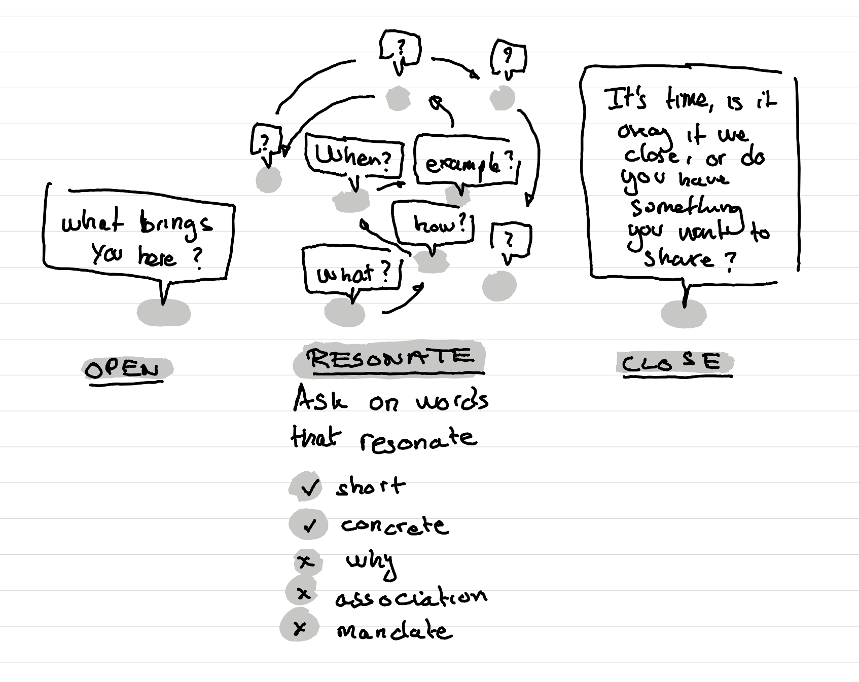 An illustration showing overview of an idiolectical coaching process