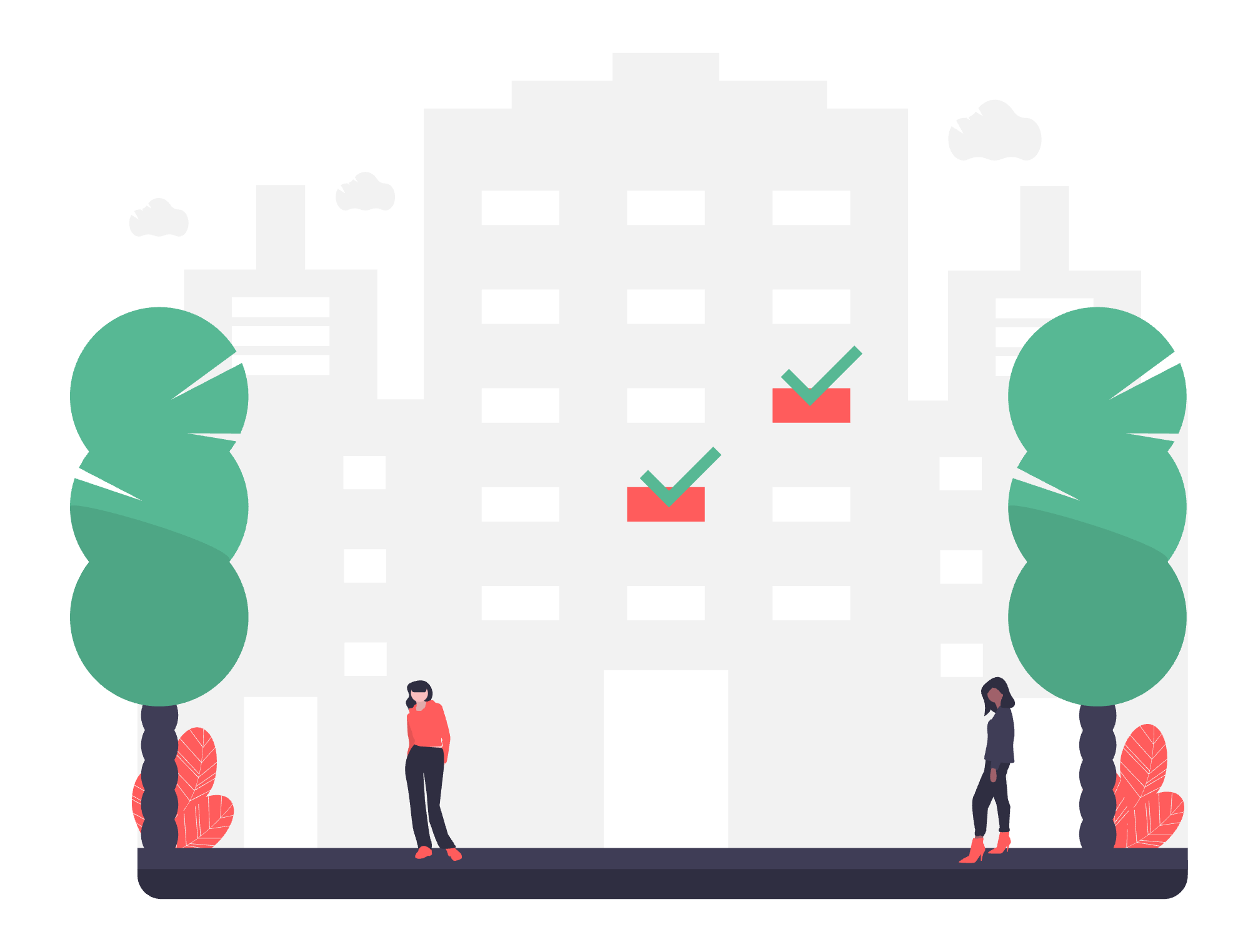 An illustration of a hotel seen from outside