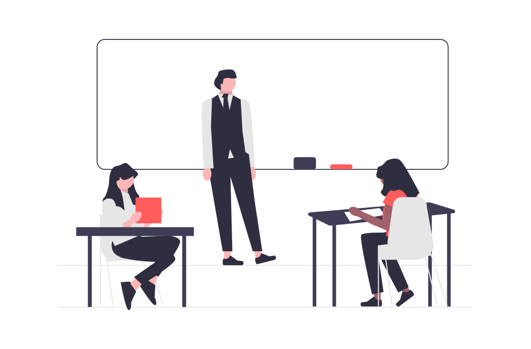 Illustration of a person working on a spreadsheet