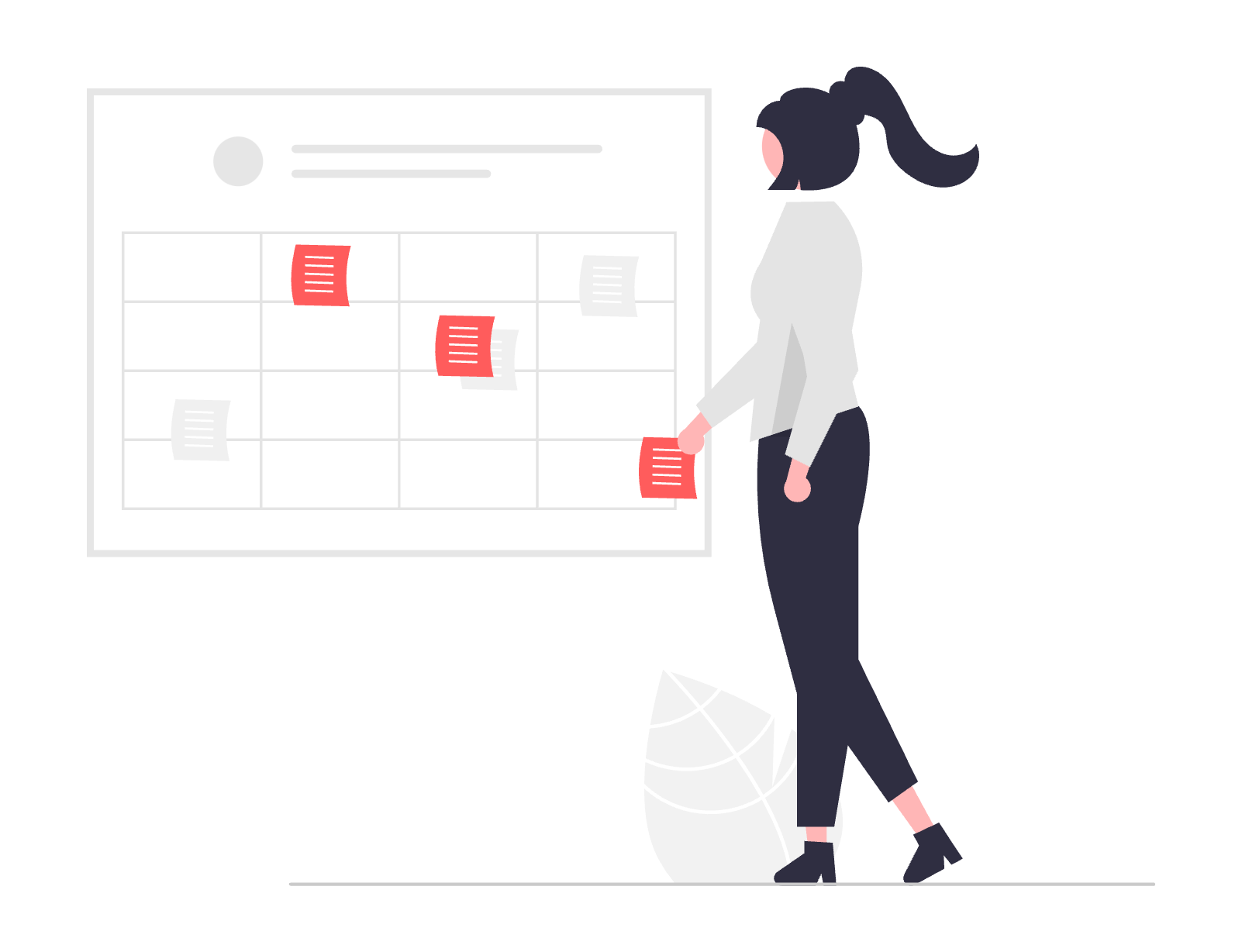 An illustration of a person filling a calendar