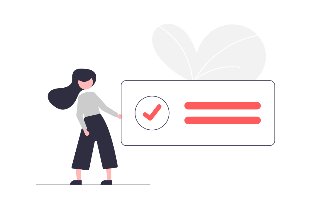 An illustration of a person next to a giant checkbox