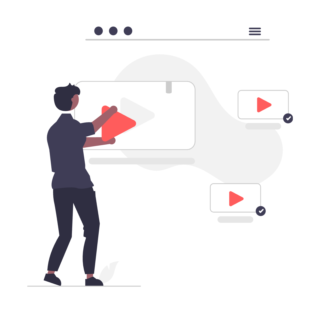 An illustration of a person holding a video player