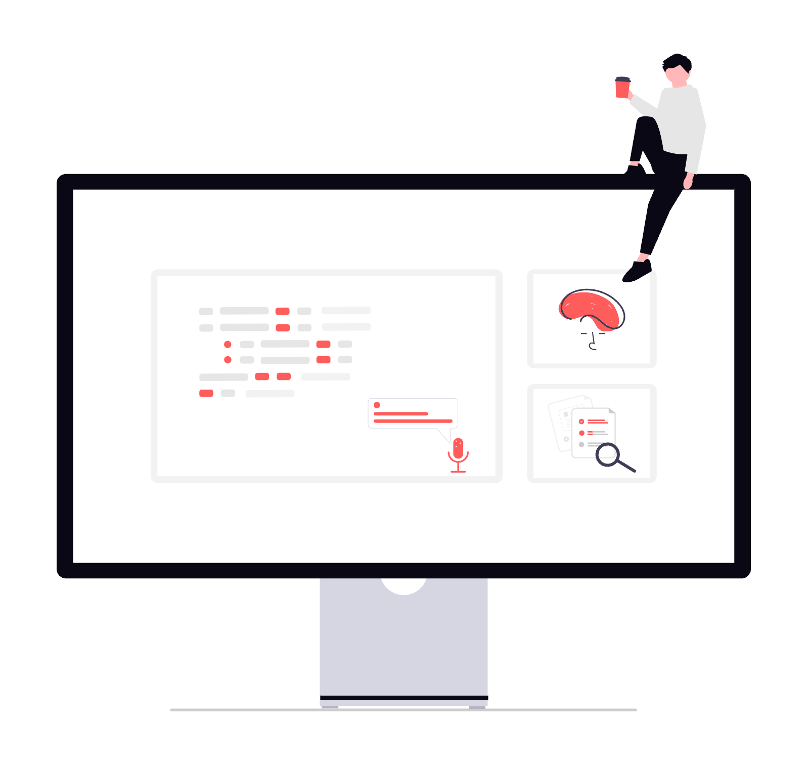 An illustration of a person using an AI to code an app